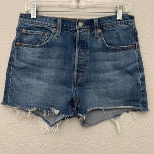 Levi's 501 Jean Cutoff Shorts Button Fly Medium Wash Denim Size 28
